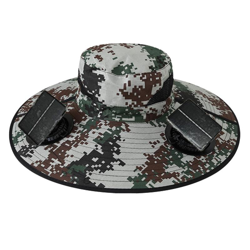 Outdoor Wide-Brimmed Sun Hat with Solar Fan, Unisex Fishing Solar Fan Hat, Fisherman'S Hat with Built-In Fan, Suitable for Fishing, Hiking, Camping, Fathers Day Gift