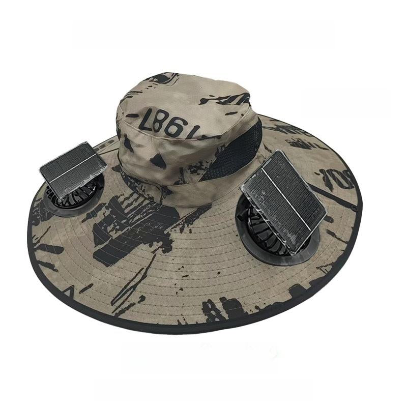 Outdoor Wide-Brimmed Sun Hat with Solar Fan, Unisex Fishing Solar Fan Hat, Fisherman'S Hat with Built-In Fan, Suitable for Fishing, Hiking, Camping, Fathers Day Gift