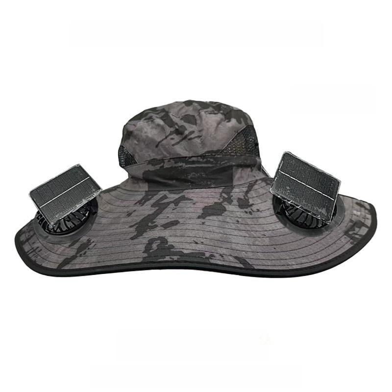 Outdoor Wide-Brimmed Sun Hat with Solar Fan, Unisex Fishing Solar Fan Hat, Fisherman'S Hat with Built-In Fan, Suitable for Fishing, Hiking, Camping, Fathers Day Gift