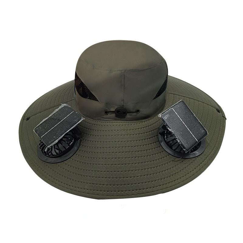 Outdoor Wide-Brimmed Sun Hat with Solar Fan, Unisex Fishing Solar Fan Hat, Fisherman'S Hat with Built-In Fan, Suitable for Fishing, Hiking, Camping, Fathers Day Gift