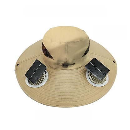 Outdoor Wide-Brimmed Sun Hat with Solar Fan, Unisex Fishing Solar Fan Hat, Fisherman'S Hat with Built-In Fan, Suitable for Fishing, Hiking, Camping, Fathers Day Gift