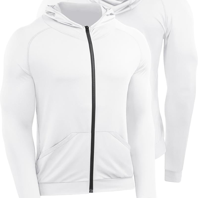 CADMUS Outdoorfun Men'S Full-Zip Athletic Jacket with Hoodies Workout Long Sleeve Fishing Hiking Performance Shirt