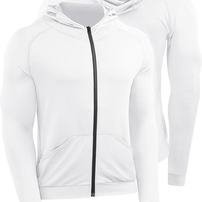 CADMUS Outdoorfun Men'S Full-Zip Athletic Jacket with Hoodies Workout Long Sleeve Fishing Hiking Performance Shirt