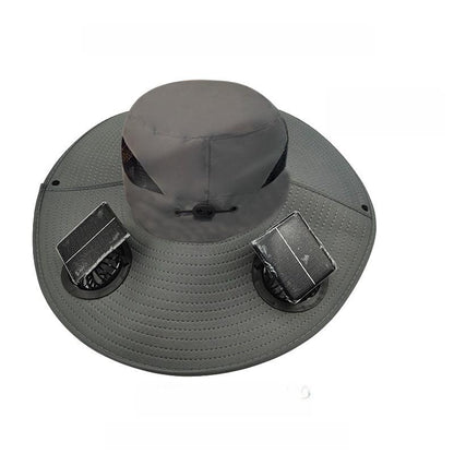 Outdoor Wide-Brimmed Sun Hat with Solar Fan, Unisex Fishing Solar Fan Hat, Fisherman'S Hat with Built-In Fan, Suitable for Fishing, Hiking, Camping, Fathers Day Gift