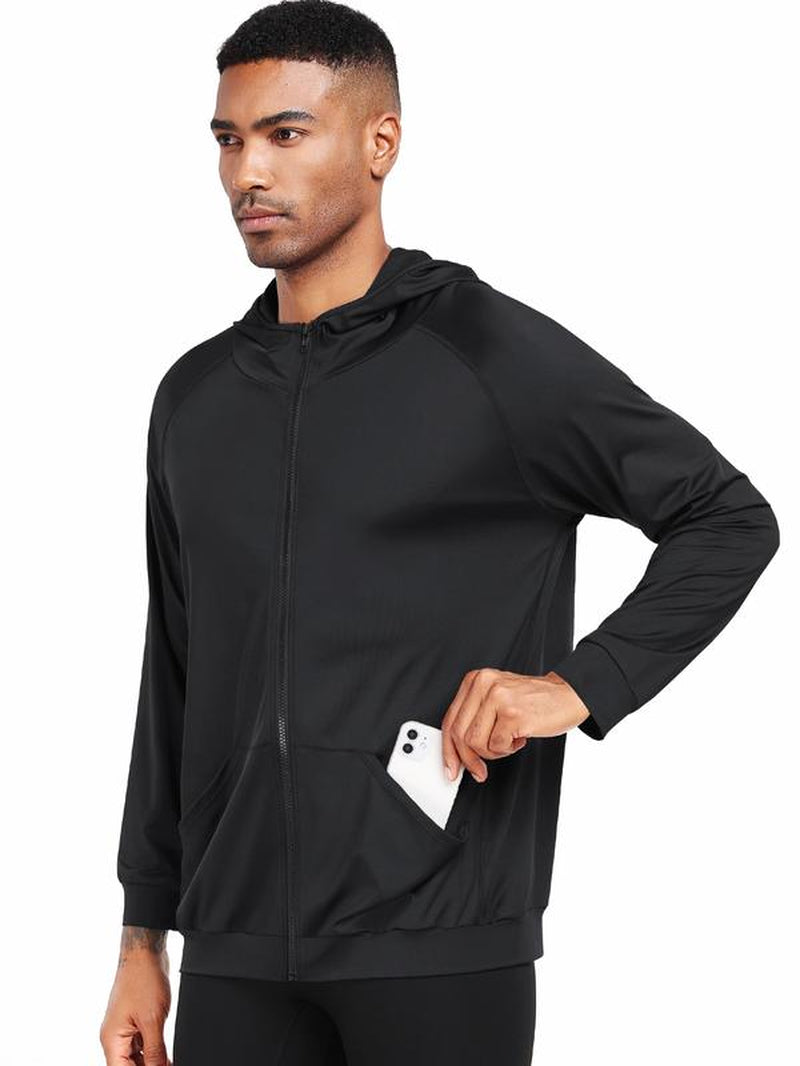 CADMUS Outdoorfun Men'S Full-Zip Athletic Jacket with Hoodies Workout Long Sleeve Fishing Hiking Performance Shirt