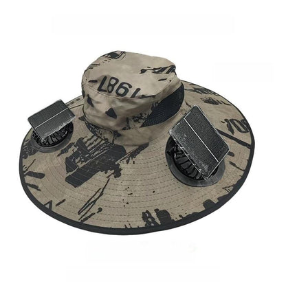 Outdoor Wide-Brimmed Sun Hat with Solar Fan, Unisex Fishing Solar Fan Hat, Fisherman'S Hat with Built-In Fan, Suitable for Fishing, Hiking, Camping, Fathers Day Gift
