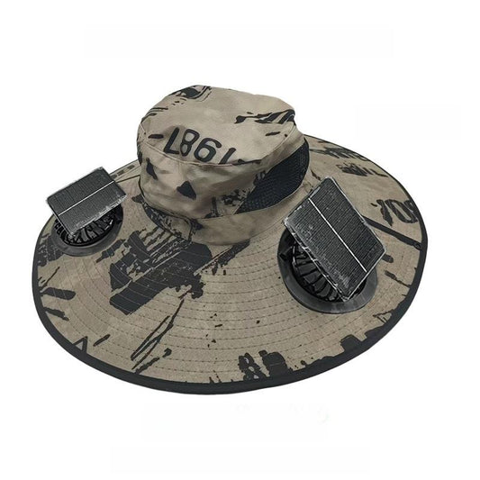 Outdoor Wide-Brimmed Sun Hat with Solar Fan, Unisex Fishing Solar Fan Hat, Fisherman'S Hat with Built-In Fan, Suitable for Fishing, Hiking, Camping, Fathers Day Gift