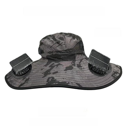 Outdoor Wide-Brimmed Sun Hat with Solar Fan, Unisex Fishing Solar Fan Hat, Fisherman'S Hat with Built-In Fan, Suitable for Fishing, Hiking, Camping, Fathers Day Gift